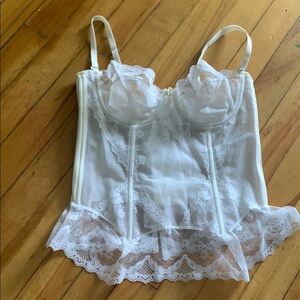 Vintage grenier White Lace Bustier boning corset coquette fairy bridal